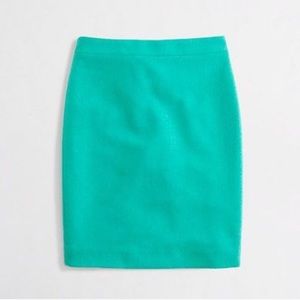 Teal Pencil Skirt In Double-Serge Wool